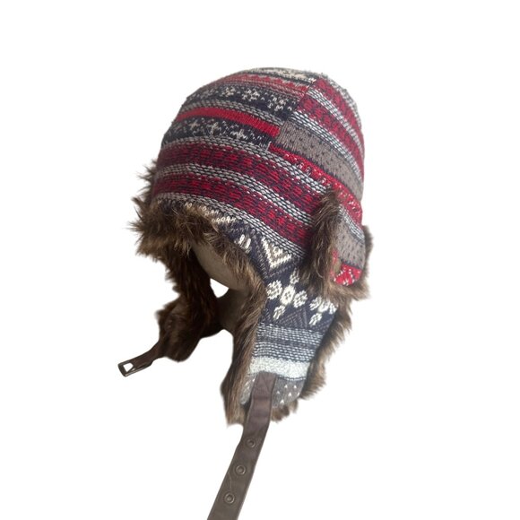 H&M Faux Fur-Lined Nordic Pattern Trapper Hat One Size - Picture 1 of 7
